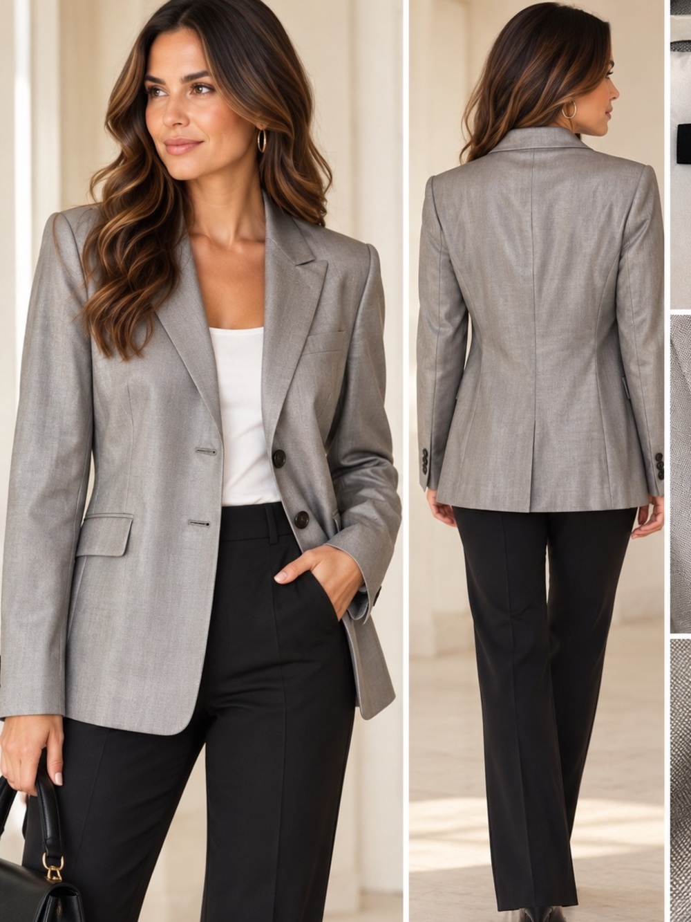 BOSS Hugo Boss Silver Gray Tailored Blazer Jacket Women’s